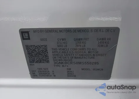 2021 Chevrolet Blazer Fwd 2Lt из США, поврежденный, VIN 3GNKBCRS0MS550295